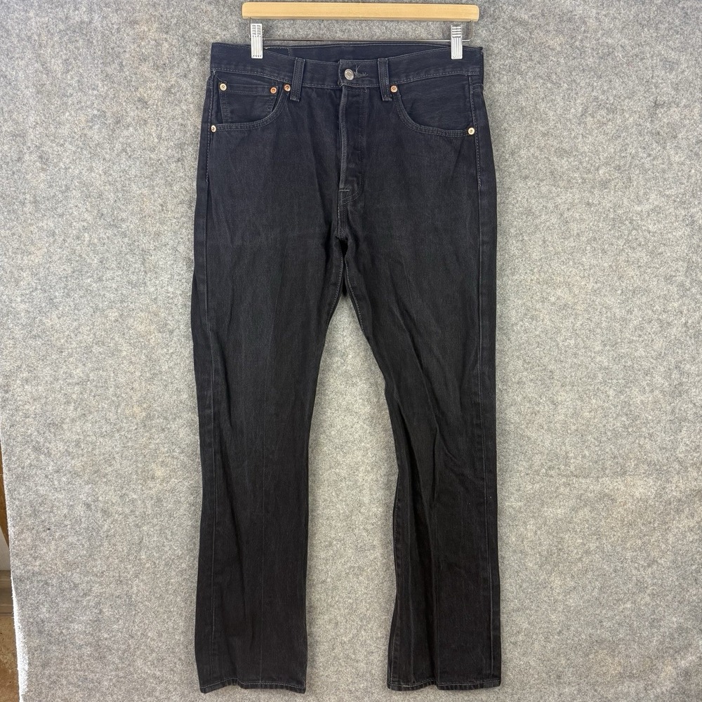 Levis 501 Jeans Mens 32x32 Black Straight Button Fly Denim Classic